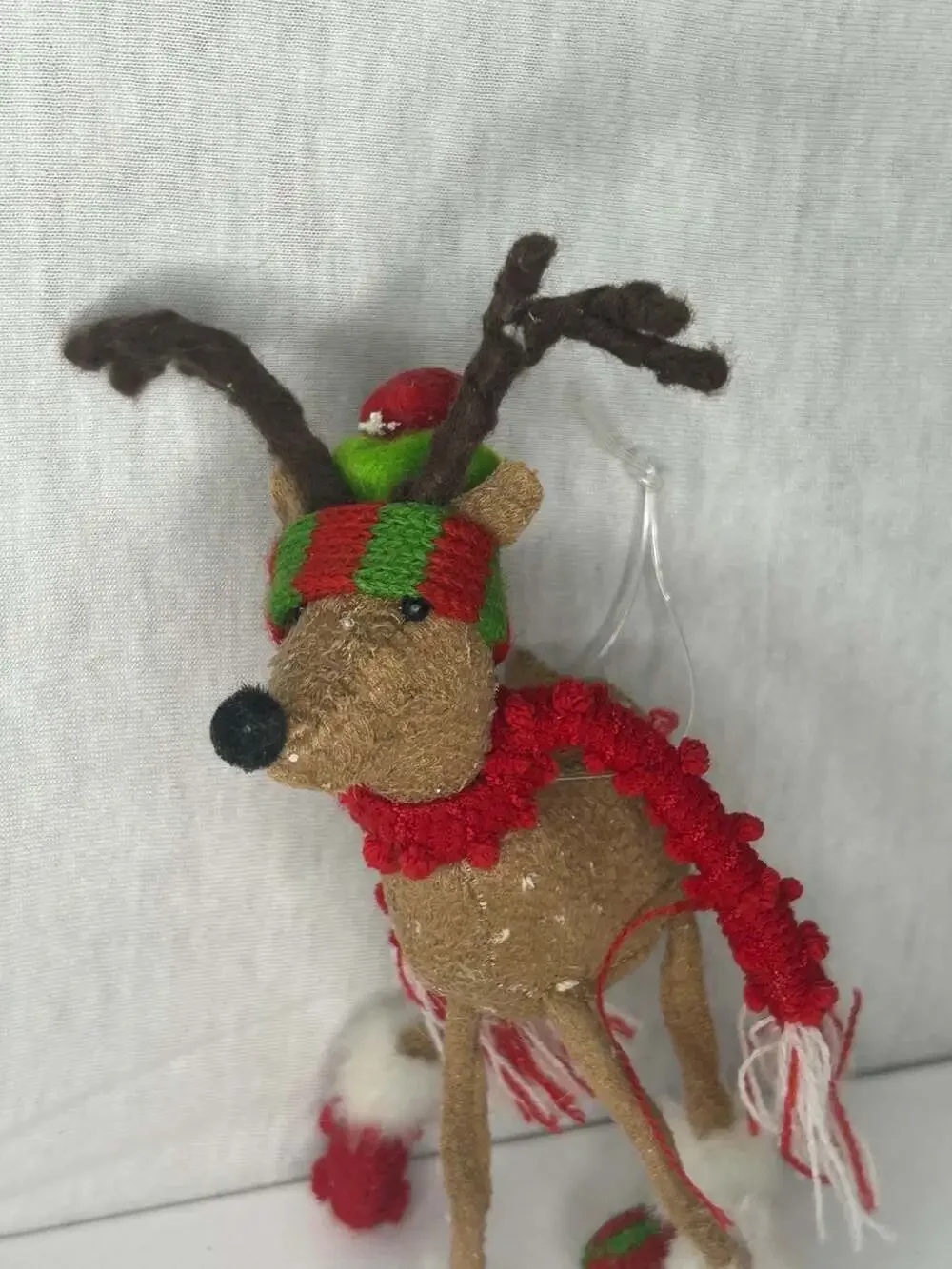Felt Reindeer Christmas Holiday Ornament With Scarf And Hat
